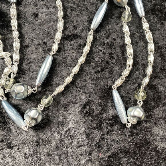 Vintage Mid Century 56 in Long Flapper Style Beaded Chain Necklace Made Germany - Picture 7 of 9